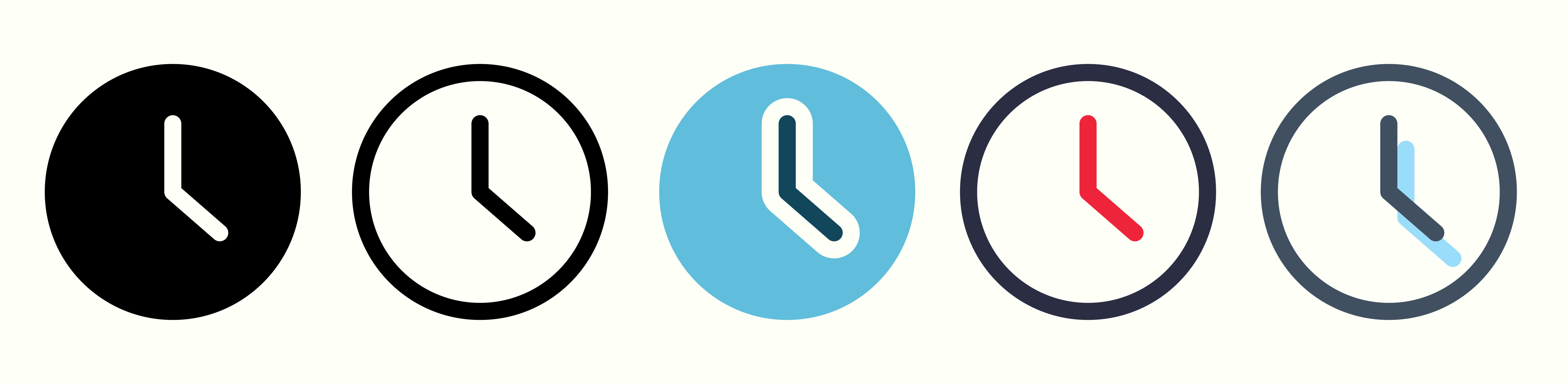 set of different colored clock icons