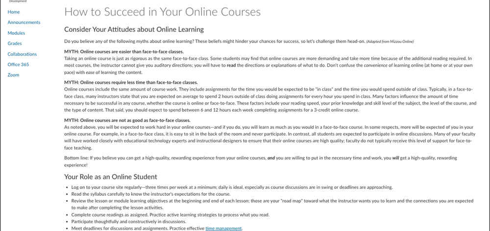 MU Canvas Online Student Orientation