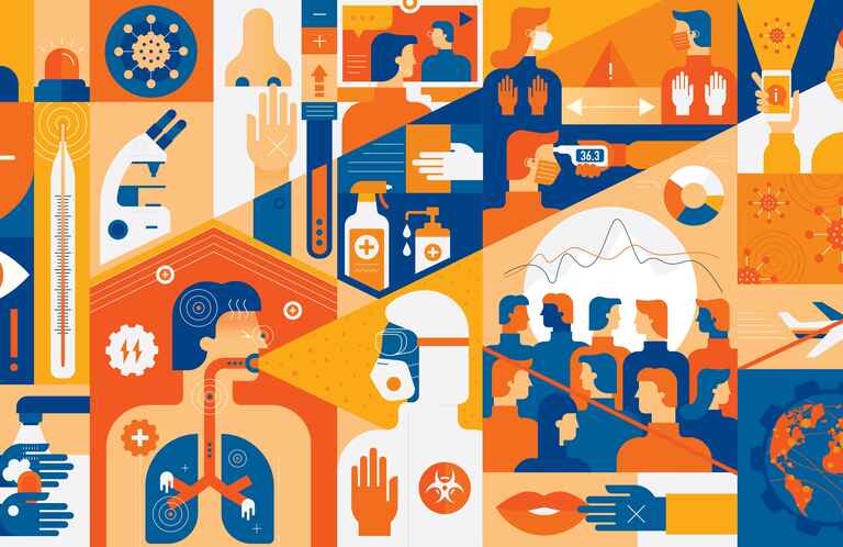 Illustration displaying coronavirus symptoms and prevention