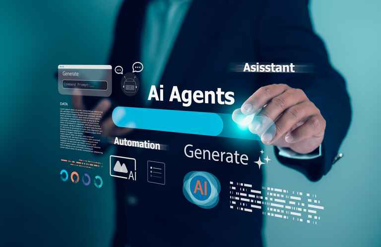 overlay of an AI agent interface.