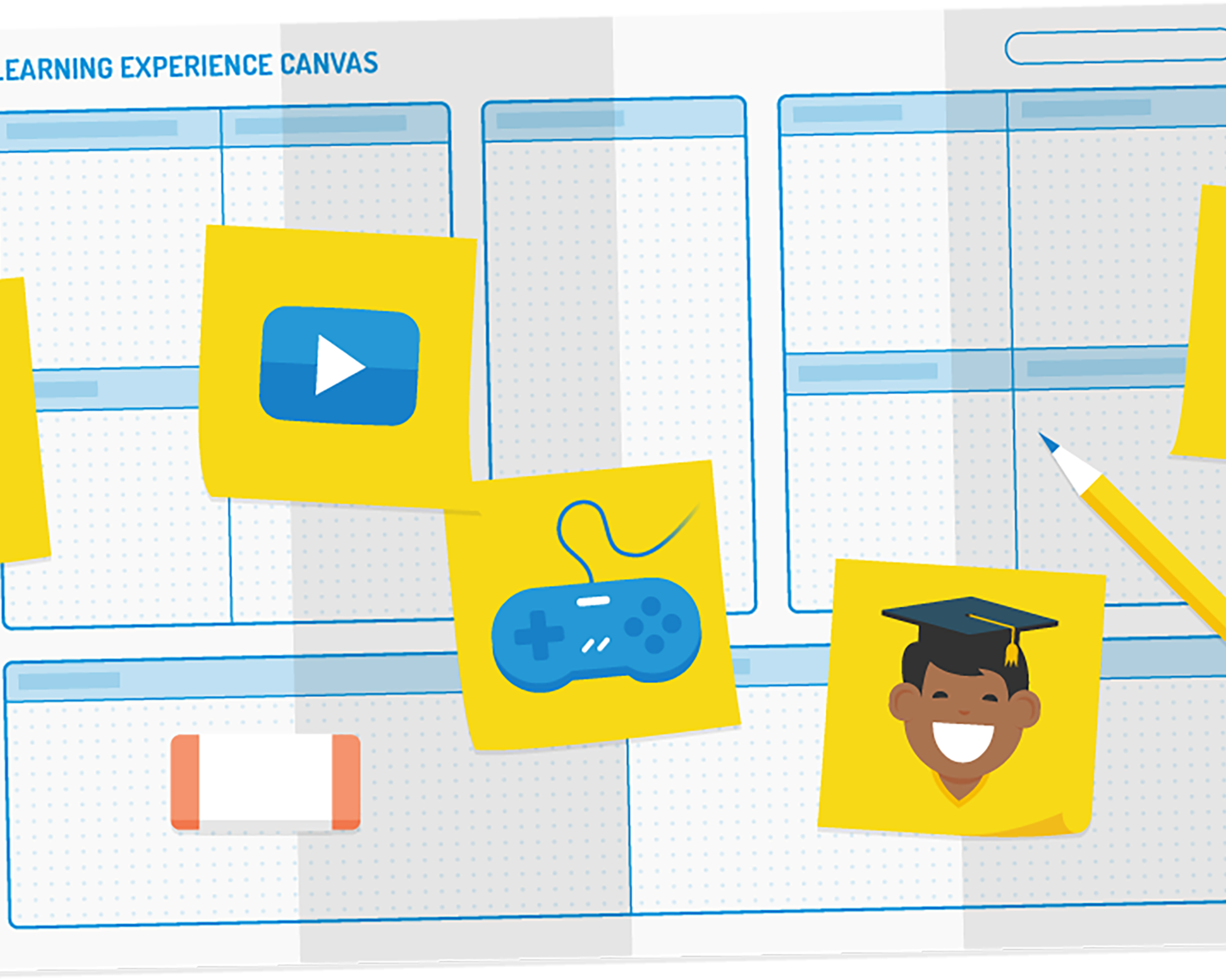 An illustration showing the LX Canvas with additional decorative graphics