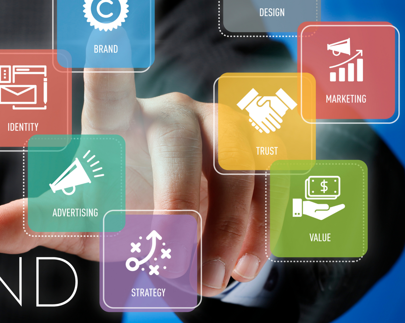 Man in suit looking at infographics