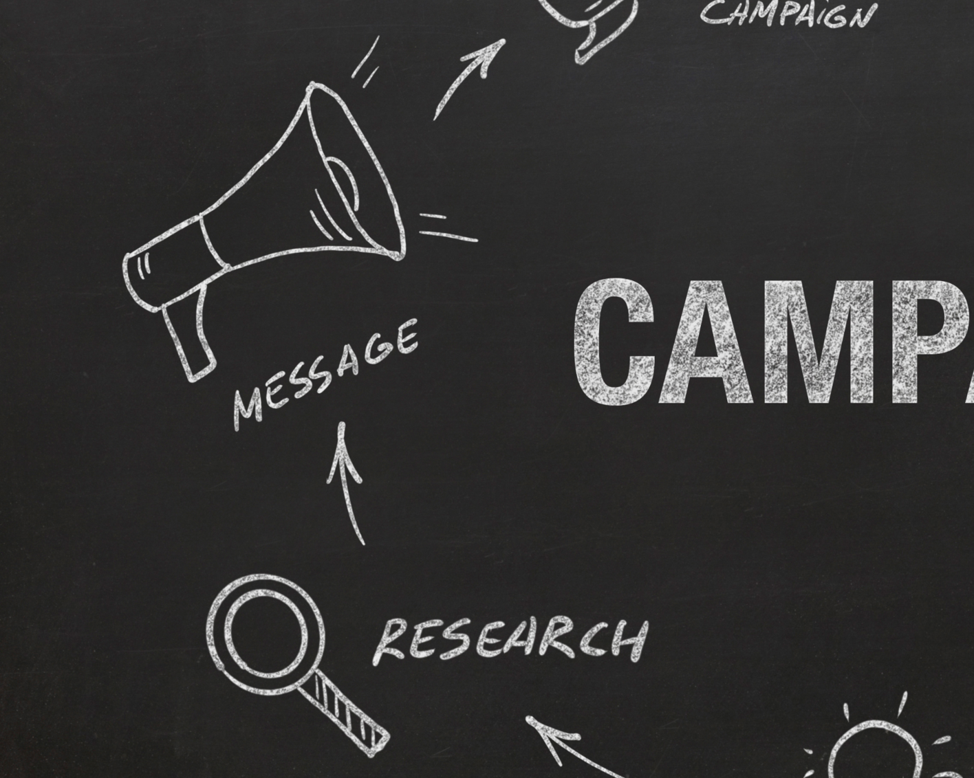 Chalkboard illustration of a campaign