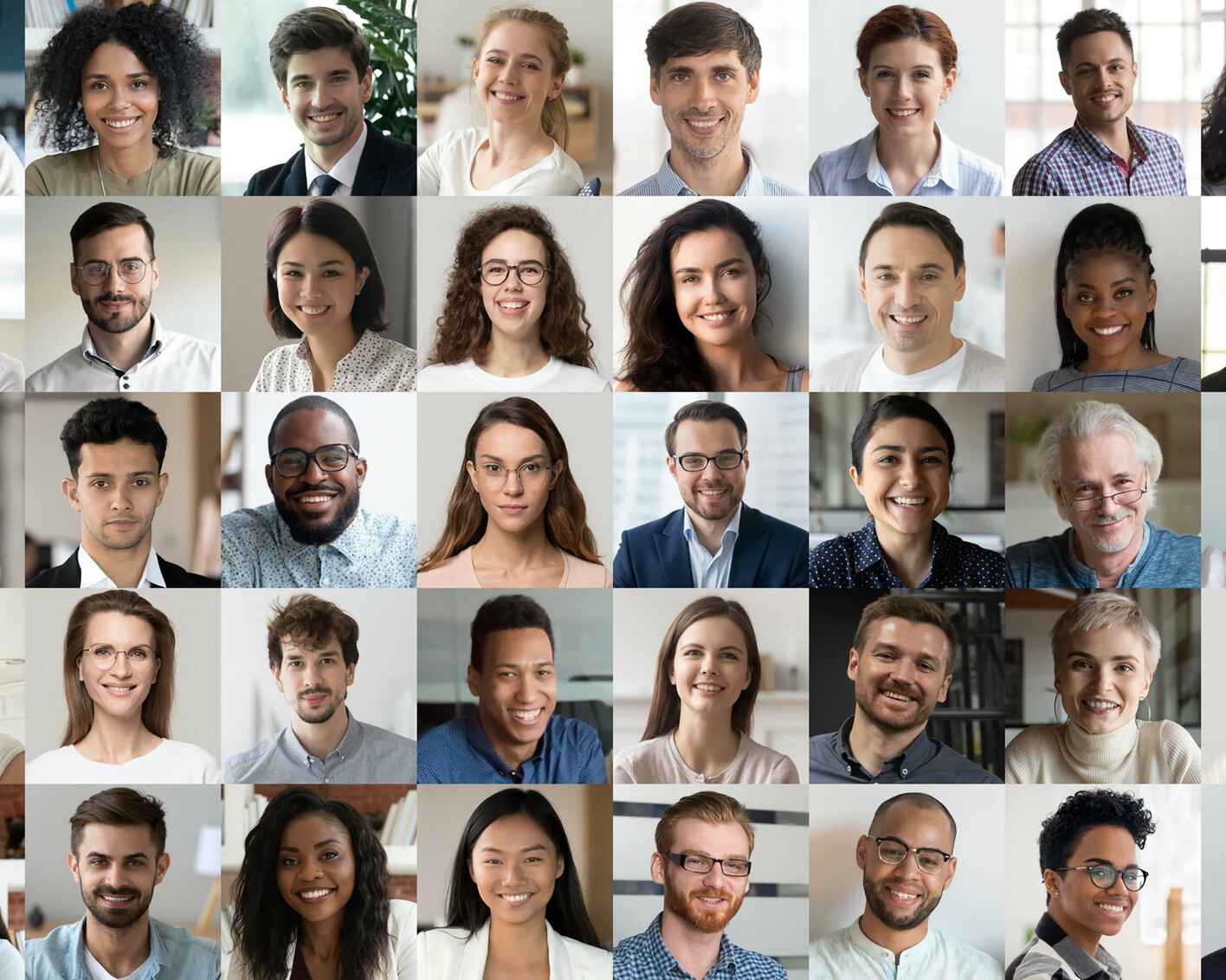 Photo collage of a mix of diverse people