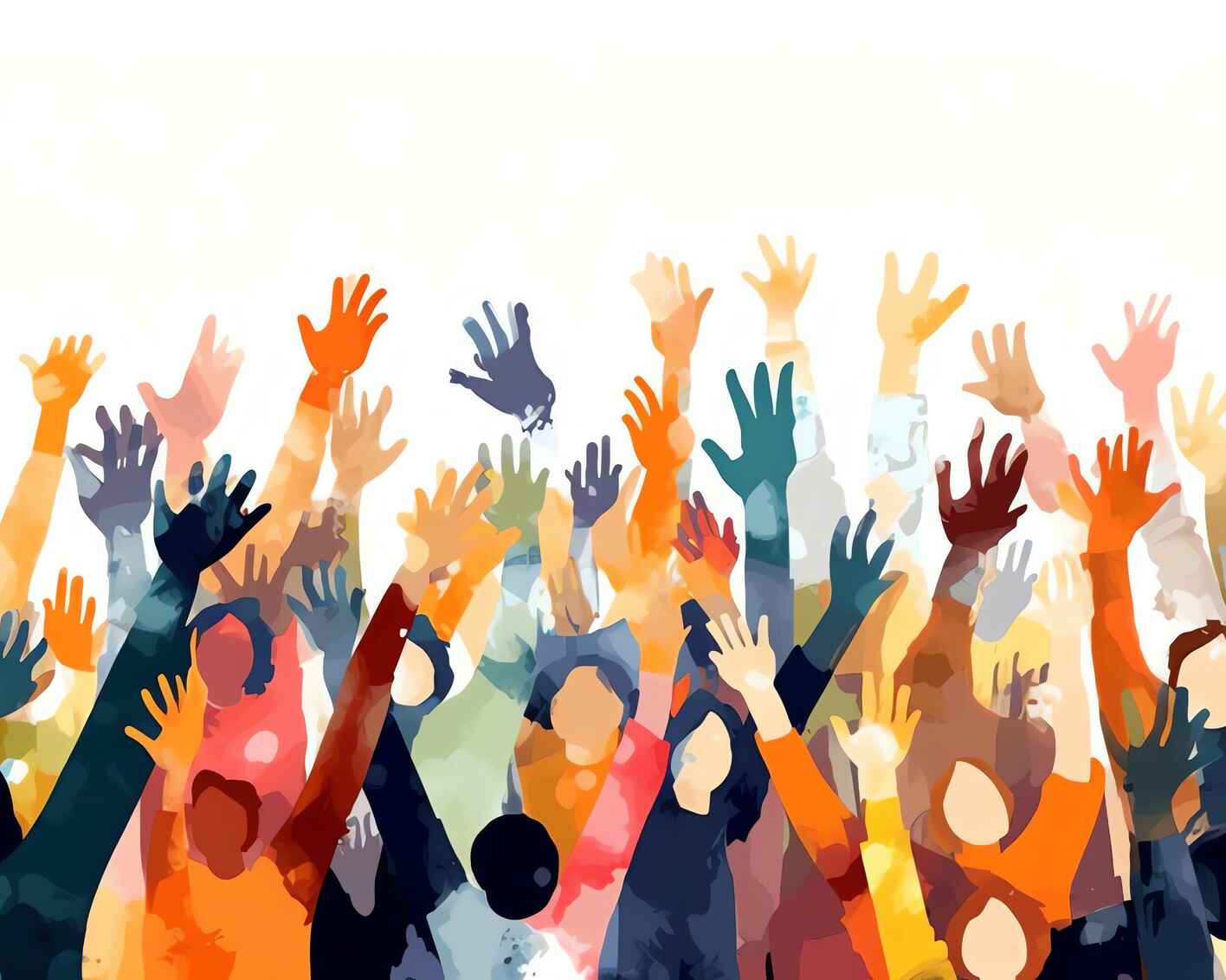 An illustration of a crowd of happy people