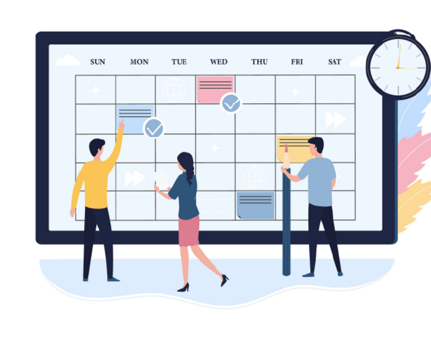 Concept art of Concept of online schedule planning. Scheduling work for the week