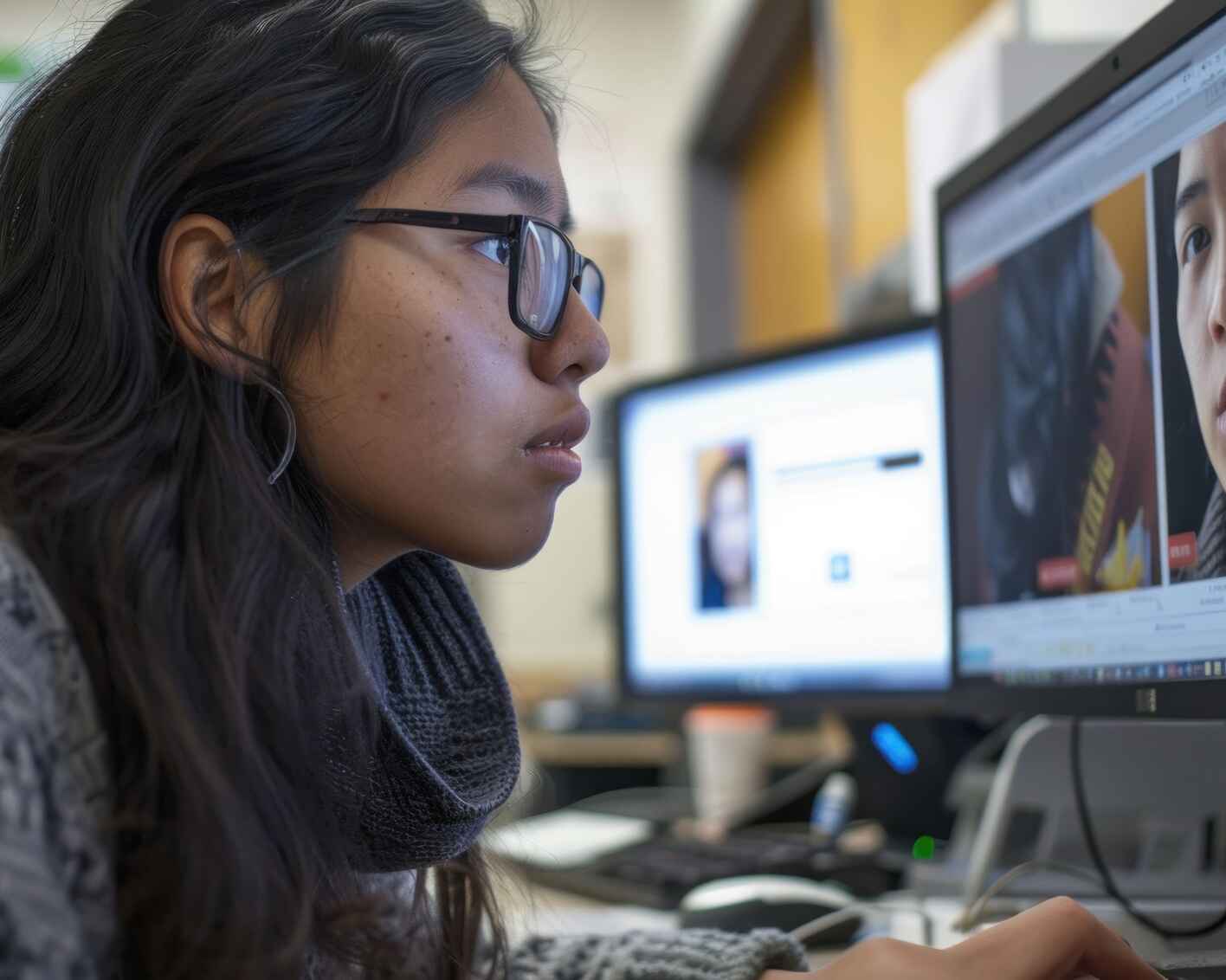 Student with Hearing Impairment Utilizing Captioned Videos for Independent Study