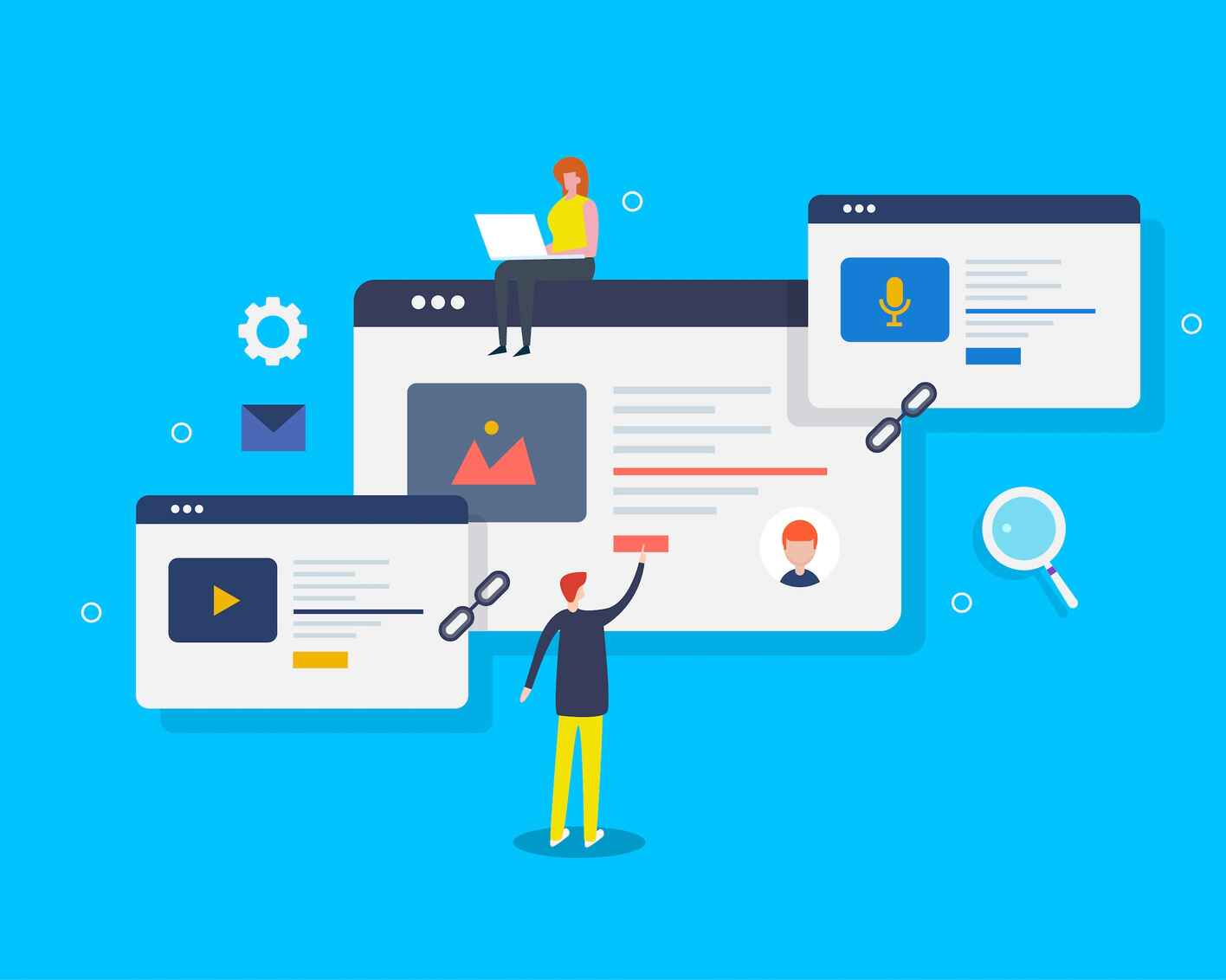 Licensed  Save to Library  Preview Crop  Find Similar   File #:  444502501 Seo team people working on link building project, collaborating with other websites