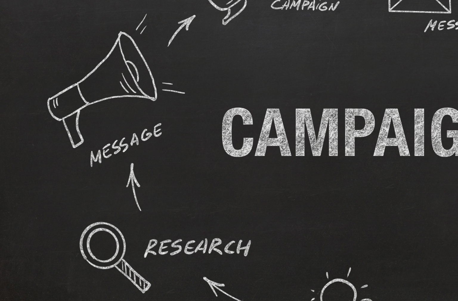 Chalkboard illustration of a campaign