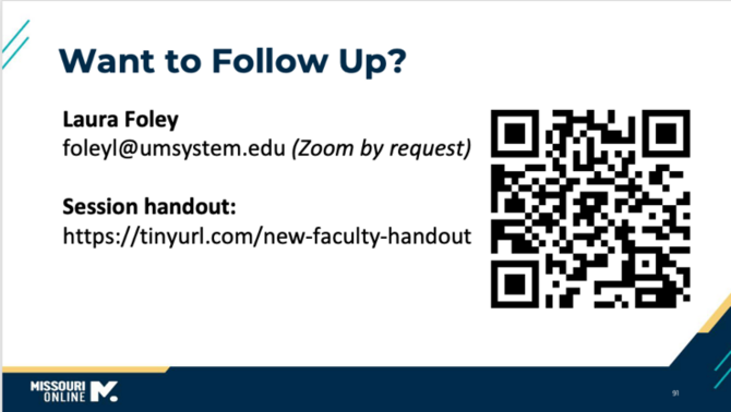Slide containing a QR code and a TinyURL link.