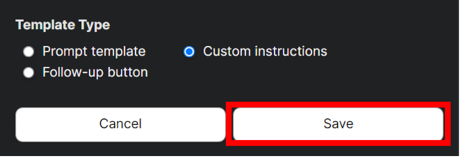 Figure 5: Save button at the end of the template creation menu.