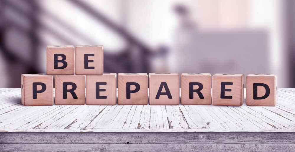 Wooden blocks stacked to spell the phrase "be prepared."