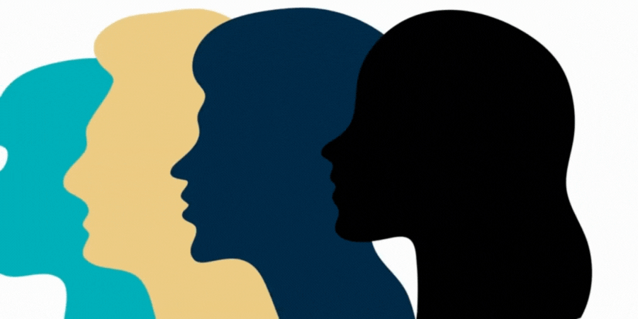 silhouettes of various people's profiles