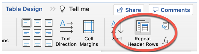 Repeat Header Rows in Word
