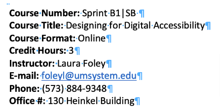 Column content ready for formatting