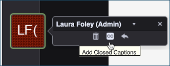 Cursor points to CC button in VoiceThread, showing where to edit caption management.