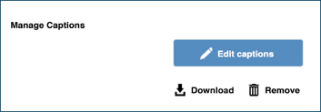Manage captions in VoiceThread. Options include Edit captions, Download, and Remove.