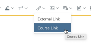 Selecting Insert Course link in Canvas.