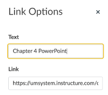 File name changed to descriptive link text in Rich Content Editor.