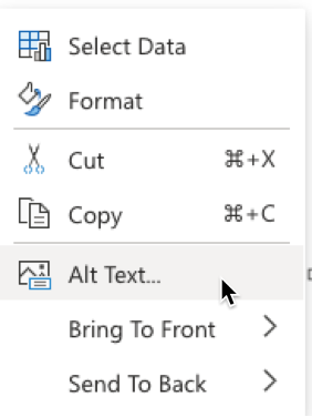 Selecting Alt Text from right-click dialog box.