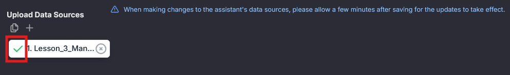 Figure 9: Checkmark next to file name confirms the file has been uploaded.
