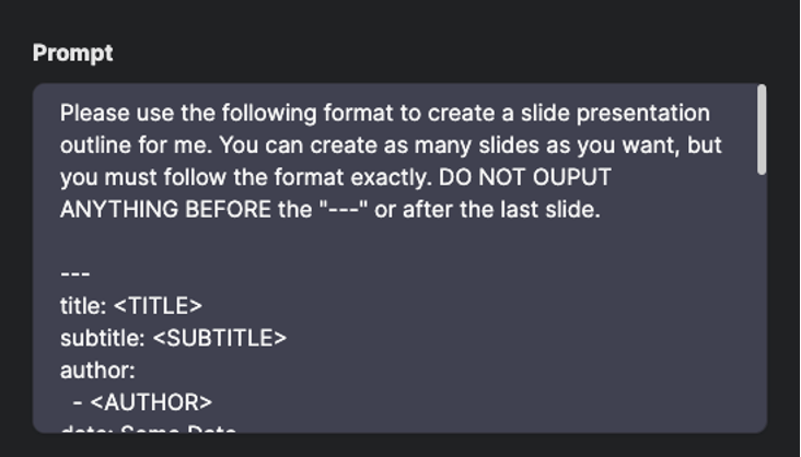 Figure 4: Detail of a completed Prompt field.