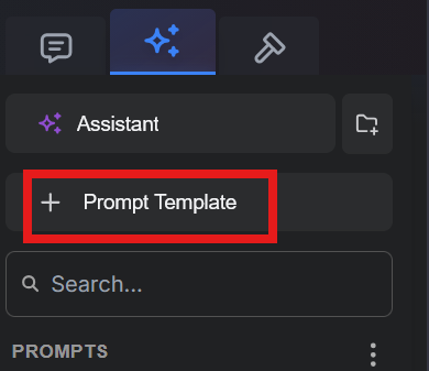 Figure 1: Location of the new Prompt Template icon.