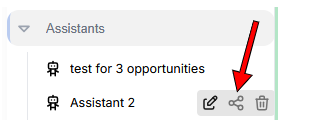 Figure 2: Location of the share icon when hovering over an assistant’s name.
