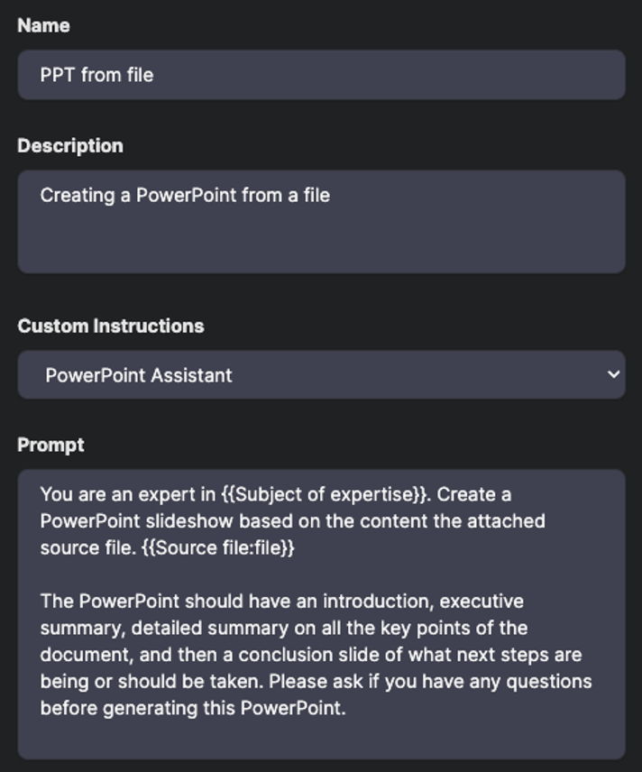 Figure 12: Completed prompt details.