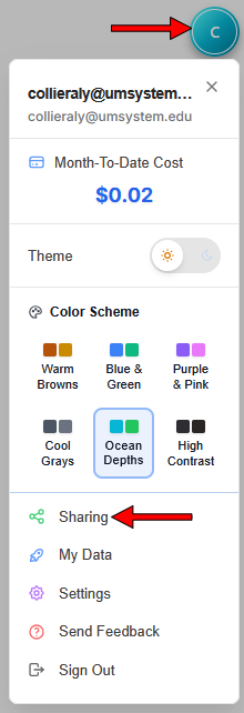 Figure 1: Select Sharing to open the Sharing Center.