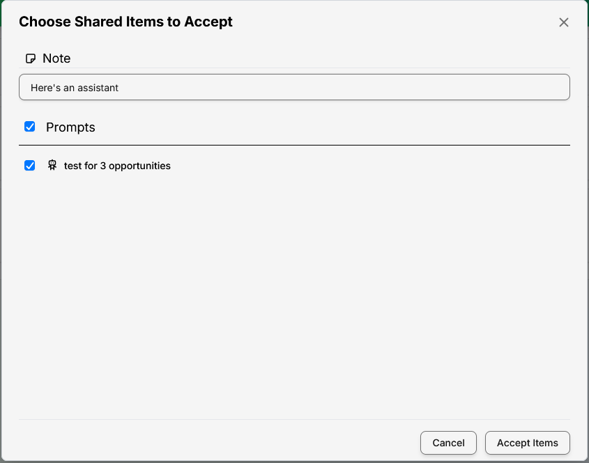 Figure 3: Use the checkboxes to determine which items to accept.