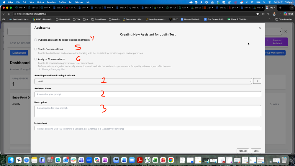 Figure 4: View of the screen when creating a new assistant.