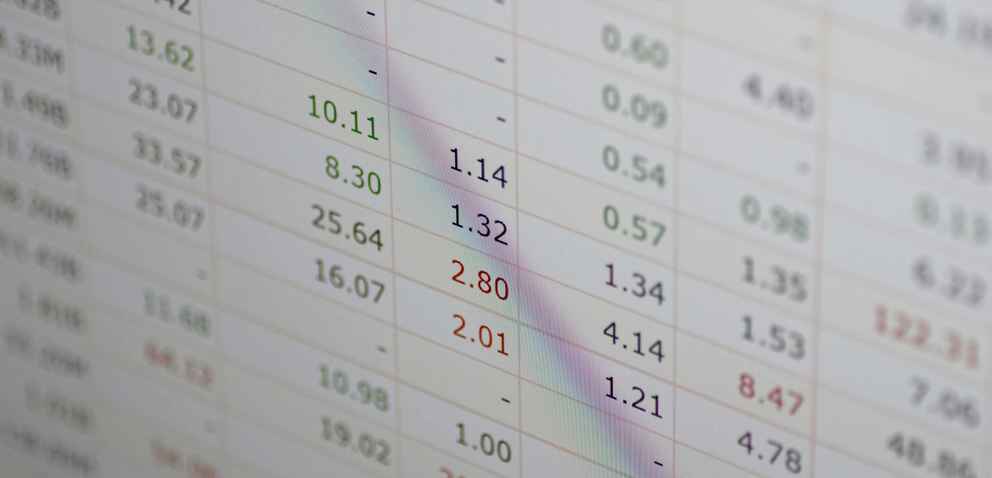 Spreadsheet data on a PC monitor