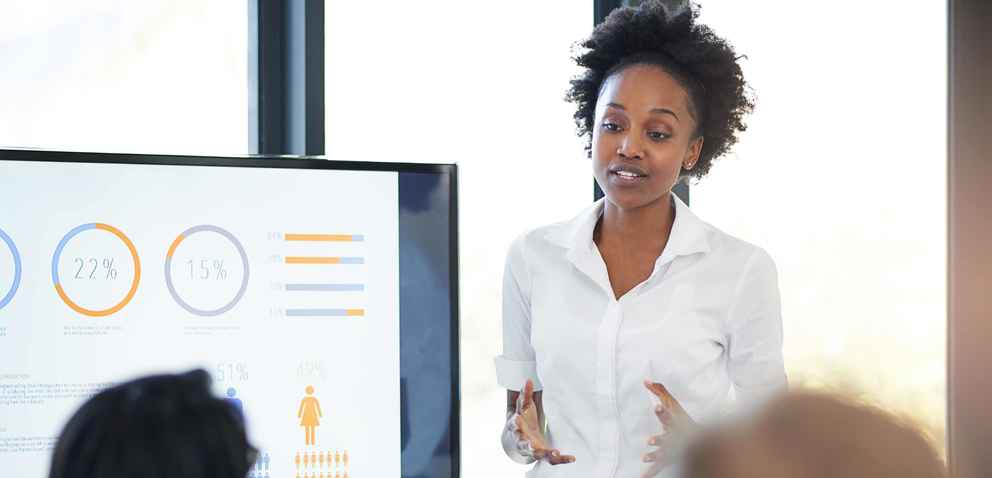 Cropped shot of a woman giving a presentation 