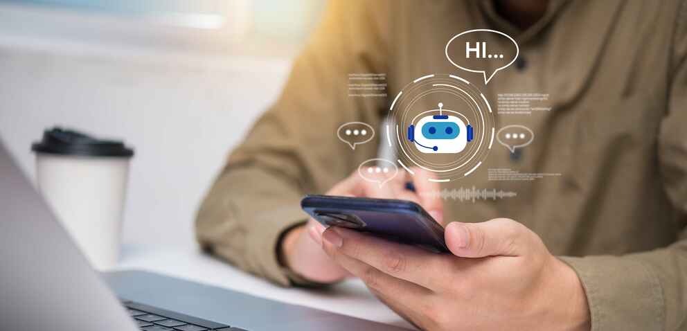 A photo of a person using an AI chatbot on their mobile phone