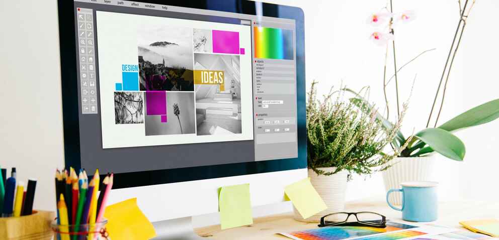 Photo of a digital graphic design studio