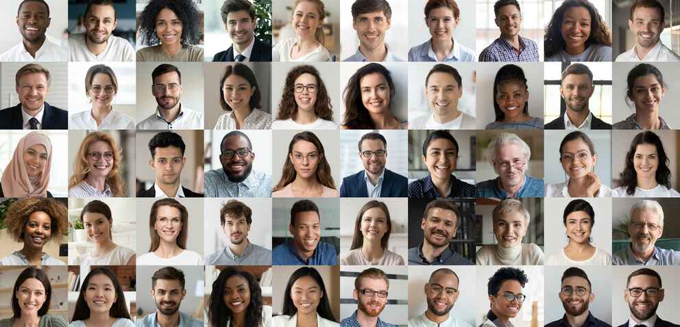 Photo collage of a mix of diverse people