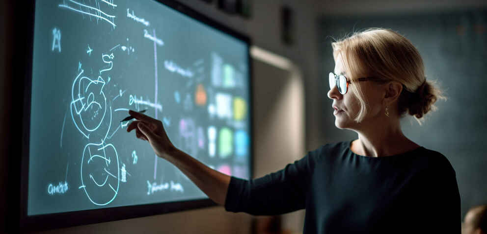  Licensed   FILE #:  593281989  Preview Crop  Find Similar  Expand Image DIMENSIONS 4032 x 2688px FILE TYPE JPEG CATEGORY People LICENSE TYPE Education License A photo of a teacher using multimedia resources, such as a smartboard, projector, or educational software, to make the lesson interactive and engaging for students