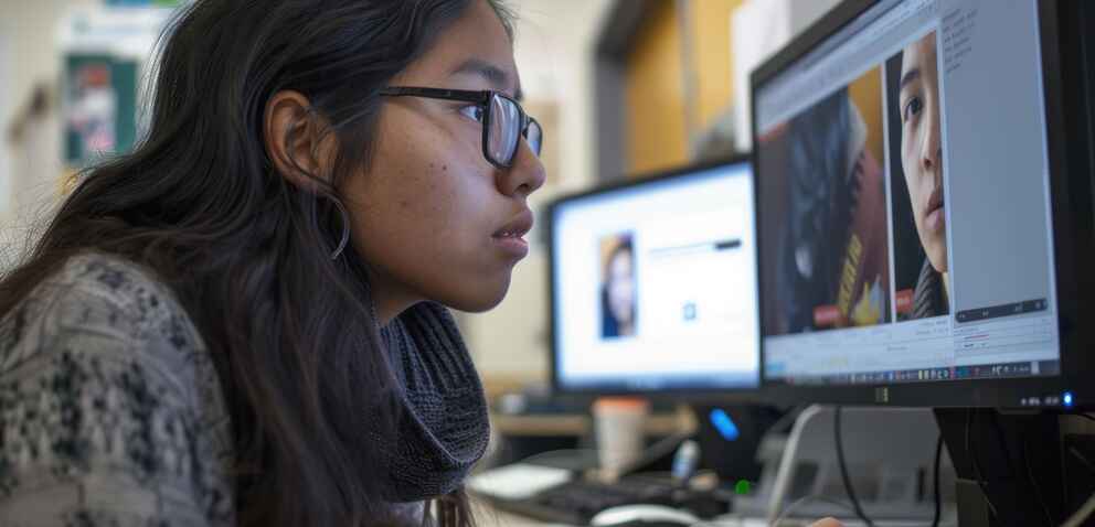 Student with Hearing Impairment Utilizing Captioned Videos for Independent Study