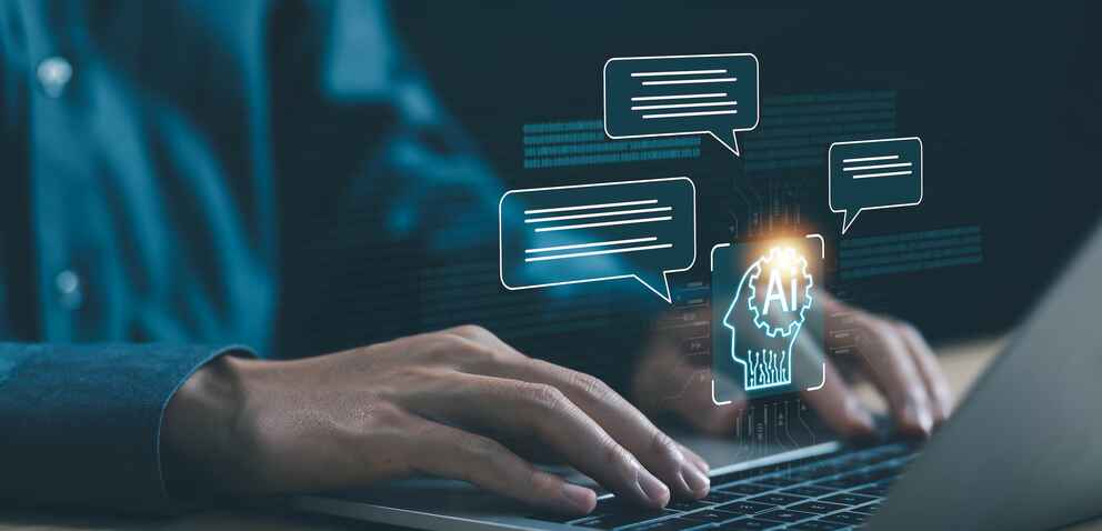 ai chat digital technology, business communication, and development of smart robot conversation