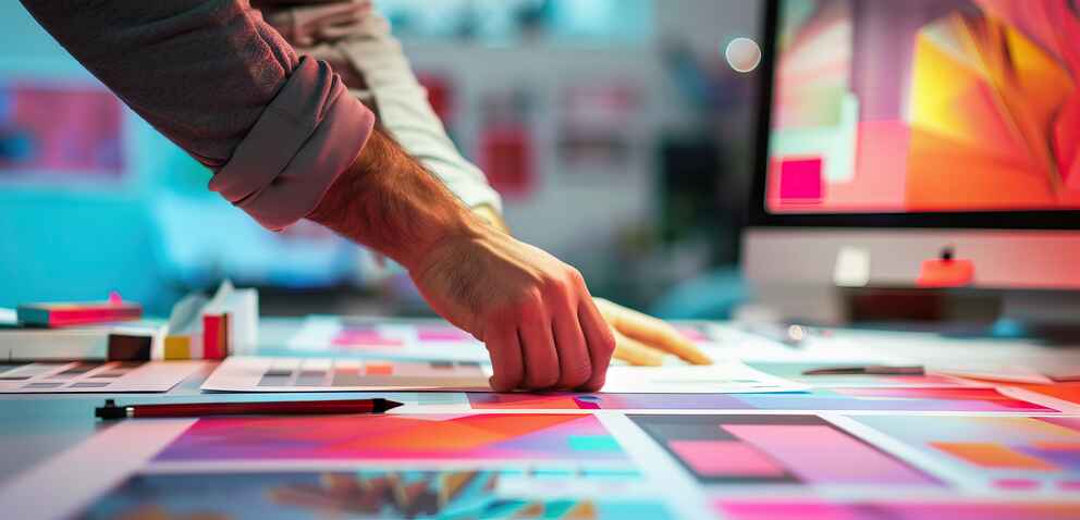 A graphic designer creates a stunning visual presentation